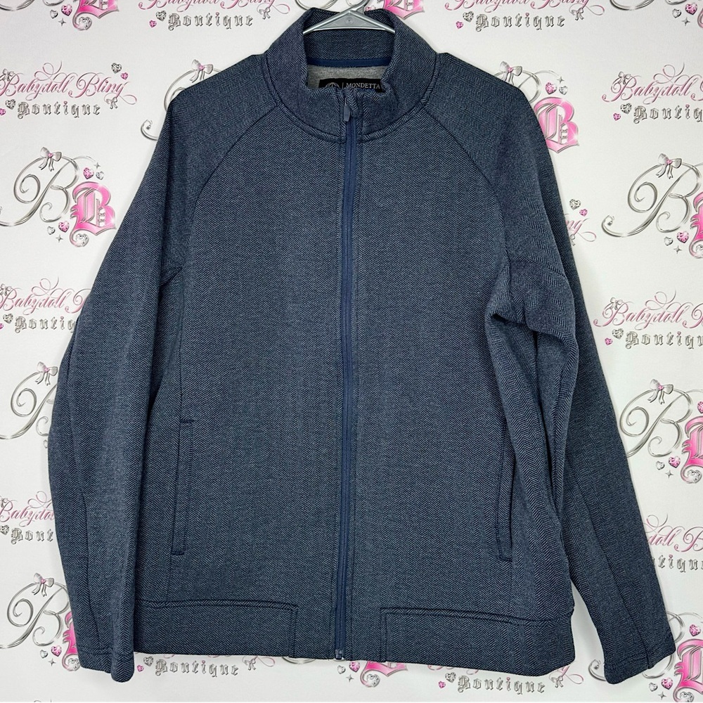Mondetta sweater outdoor project blue navy zip up warm cozy zipper pockets comfy
